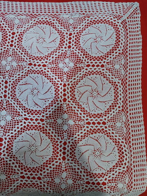 Knitted white rectangular tablecloth 170x130cm new cotton with windmill pattern