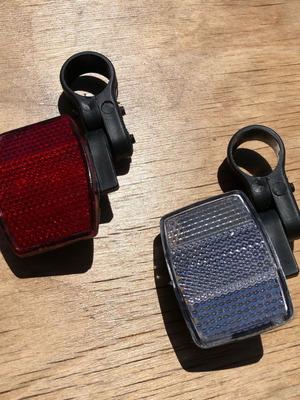 Bicycle Reflectors Front and Rear Pair with Plastic Mounts new