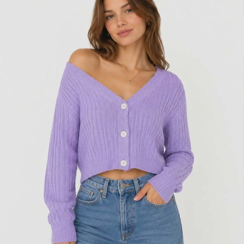 Knitted lilac cardigan size S like new