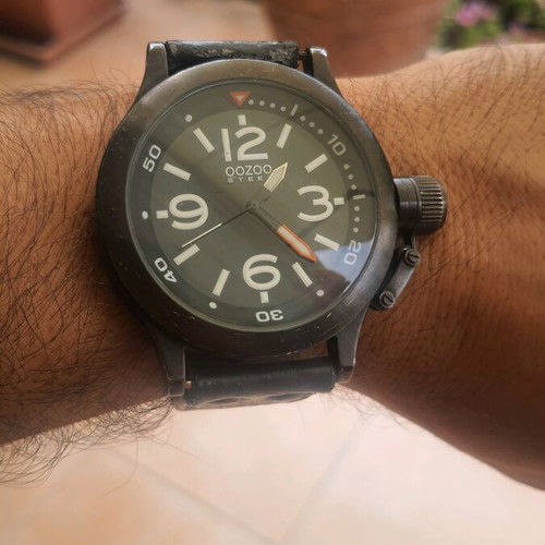 Oozoo wristwatch used 50mm with black leather strap
