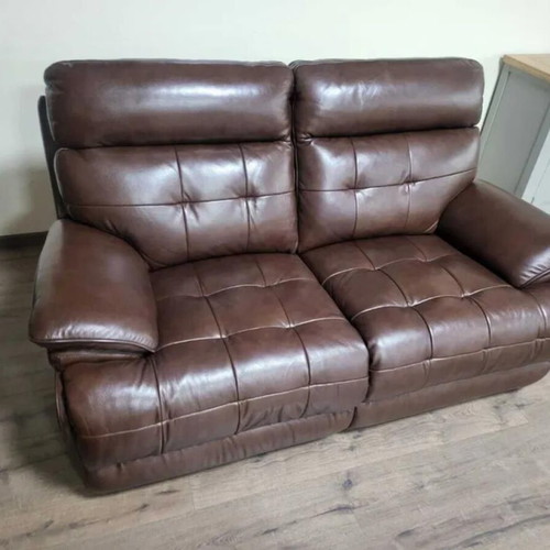 Brown leather La-z-boy sofa set new, two double sofas