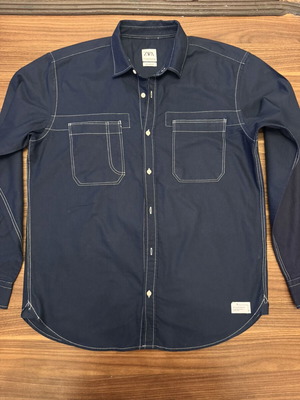 Ανδρικό πουκάμισο Zara μέγεθος M relaxed fit navy με ραφές σε αντίθεση