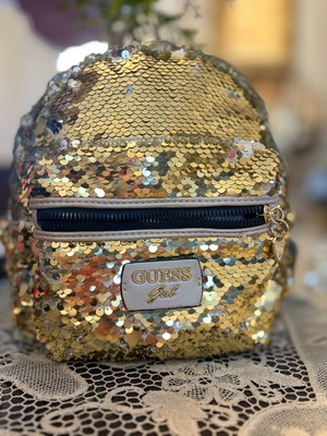 Guess Girl backpack gold-silver with sequins like new