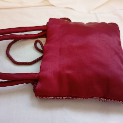 Vintage hand-beaded burgundy shoulder bag, made in India