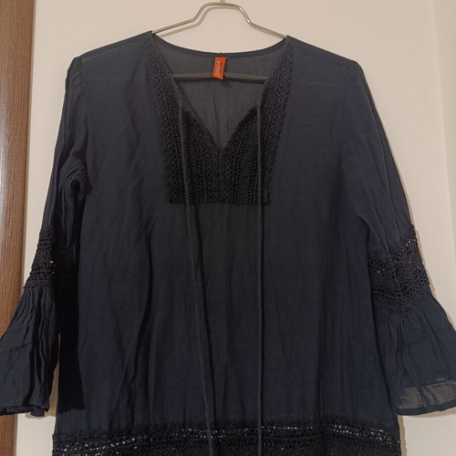 Dress Kaftan black, like new, size M 38 10, airy fabric with embroidery