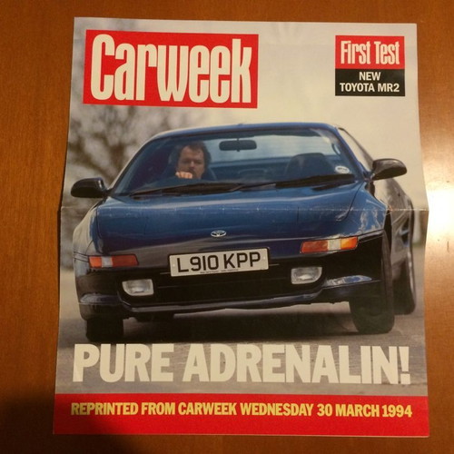 Toyota MR2 test used, 2 pages from Carweek 1994