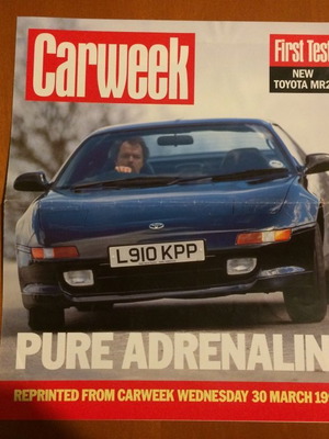 Toyota MR2 test used, 2 pages from Carweek 1994
