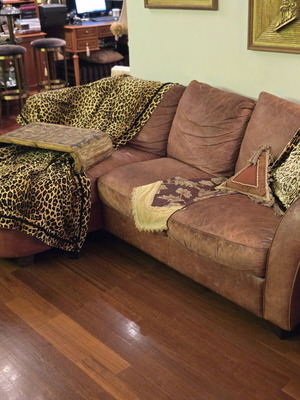 Καναπές γωνία Natuzzi μεταχειρισμένος από αυθεντικό δέρμα αντικέ μπορντό