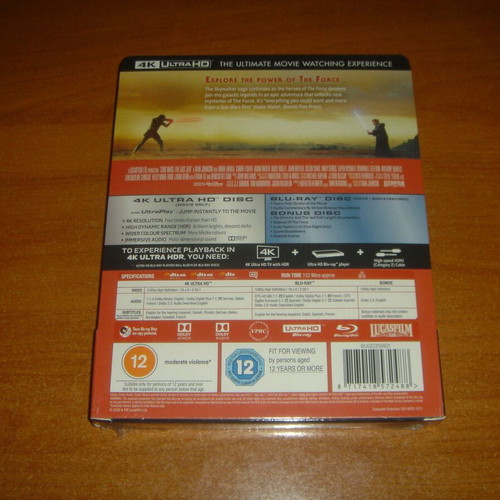 Star Wars The Last Jedi Steelbook new 4K Ultra HD Blu-Ray