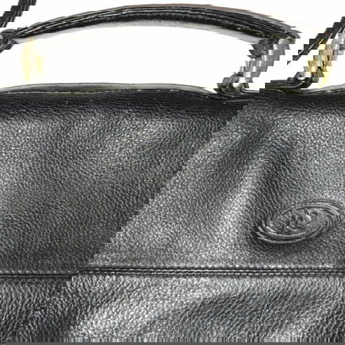 Δερμάτινη αντρική τσάντα ώμου μεταχειρισμένη, μαύρη, 35x27 cm