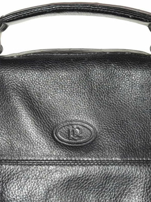 Δερμάτινη αντρική τσάντα ώμου μεταχειρισμένη, μαύρη, 35x27 cm