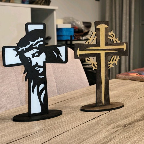 Wooden tabletop crosses set of 2 pieces new