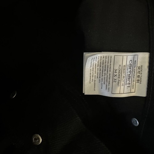 Carhartt Klondike Pant 34x32 Like New Black