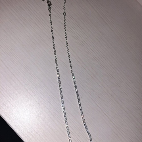 Stainless steel necklace with rhinestones new, silver