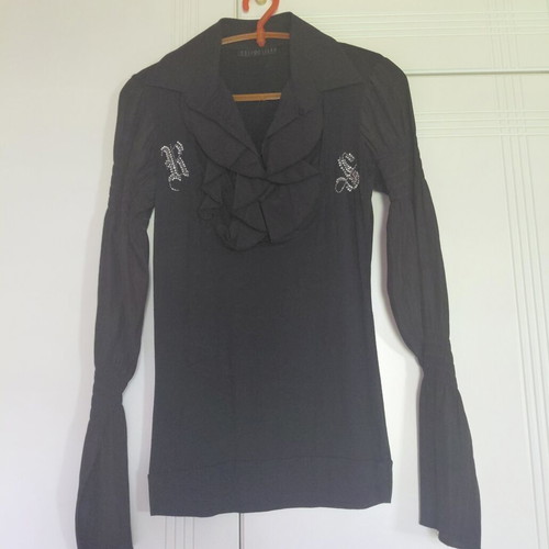 Rosso Disera Y2K Goth Victorian Black Top medium, like new