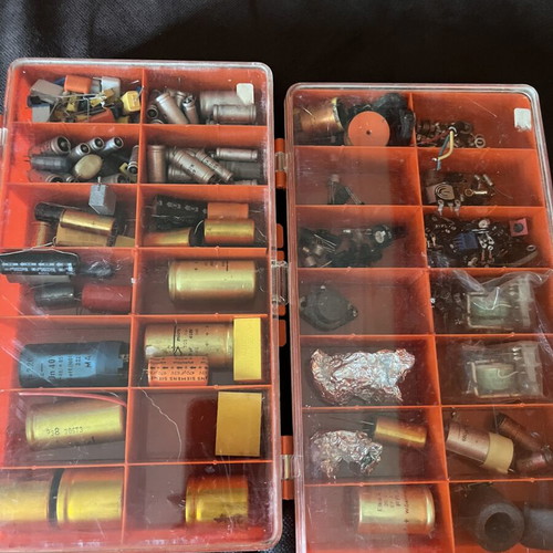 Electronic components collection used, 5 sorting boxes