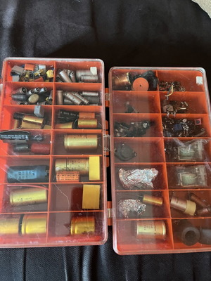 Electronic components collection used, 5 sorting boxes