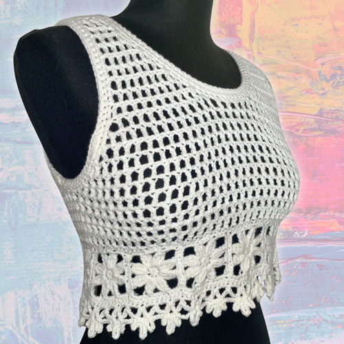 Handmade Mesh Crop Top white XS/S made to order