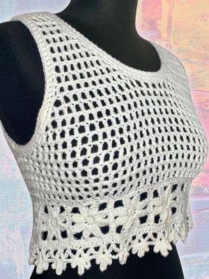 Handmade Mesh Crop Top white XS/S made to order