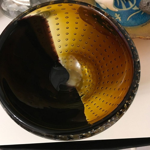 Murano Bullicante Amber Bowl like new, Poli style