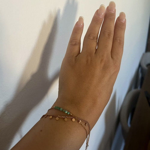 Double chain bracelet with turquoise stones pink gold, like new