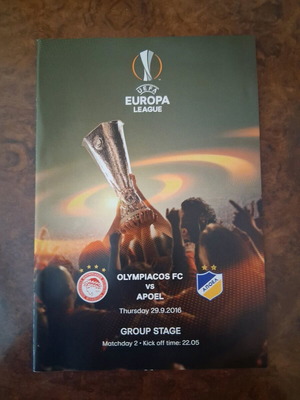 Official Olympiacos-APOEL Europa League 2016-2017 program like new