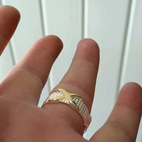 Women's two-tone 925 silver plated gold ring new size 18.5
