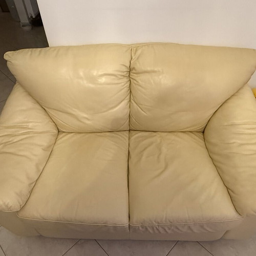 Leather sofa set, 2-seater and 3-seater, soft leather