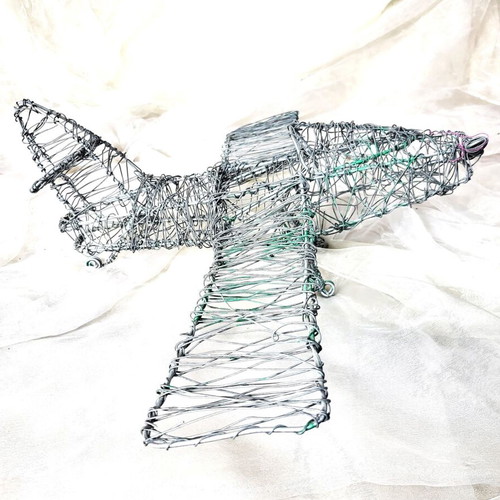 Handmade Industrial Wire Airplane Sculpture like new