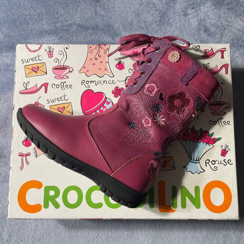 Crocodilino kids leather boots size 26 like new, fuchsia