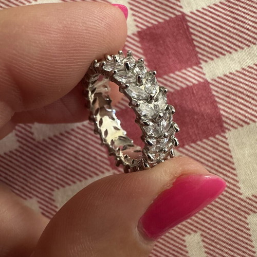 Silver eternity ring with marquise zircon stones