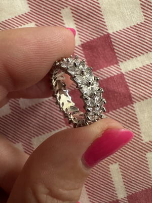 Silver eternity ring with marquise zircon stones