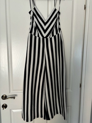 Striped black and white jumpsuit medium