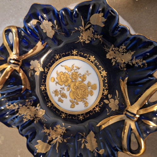 Czech porcelain platter with 24-carat gold, painted, like new