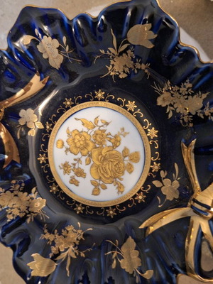 Czech porcelain platter with 24-carat gold, painted, like new