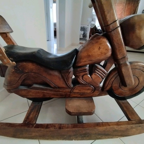 Handmade rocking motorcycle made of solid wood custom order
