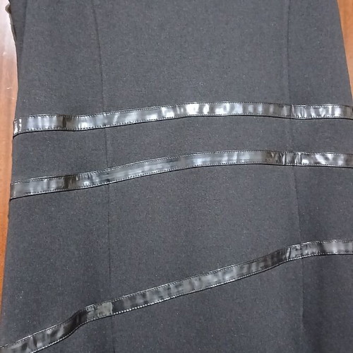 Matis Fashion black sleeveless dress with eco-leather stripes size M like new