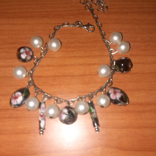 Bracelet like new with intricate black and white stones