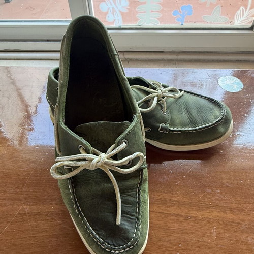 Sebago Dockside boat shoes used, green, size EU 44.5