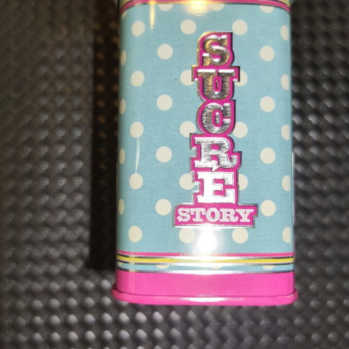 Vintage metal storage tin Sucré Story by Natives, new