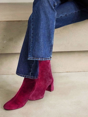 Exe Burgundy Faux Suede Ankle Boots Size 38 Like New
