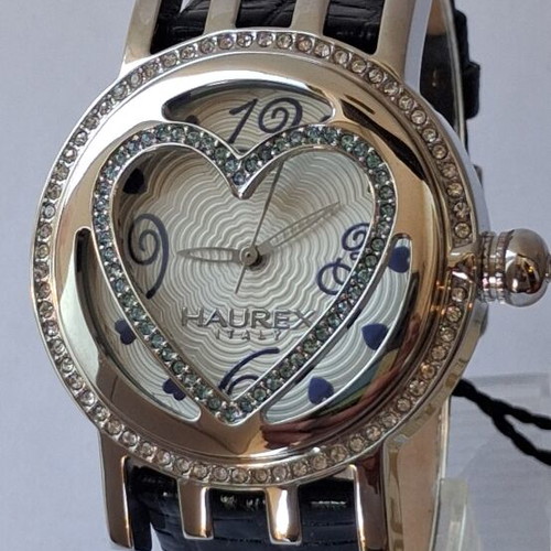 Haurex Italy Glamourline quartz watch like new with leather strap