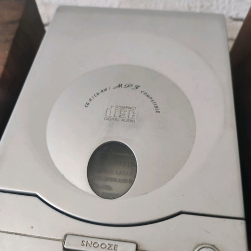 Mini stereo system used with two speakers and remote control