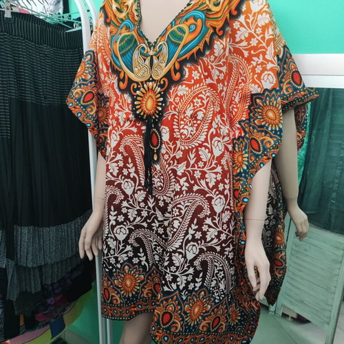 Rima Beachwear kaftan short 150cm orange paisley