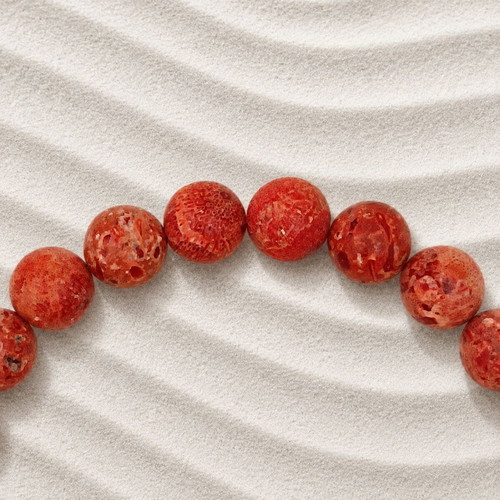Steel bracelet with red coral and gold-plated elements, new
