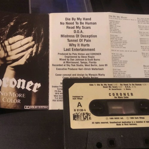Coroner No More Colour cassette tape like new