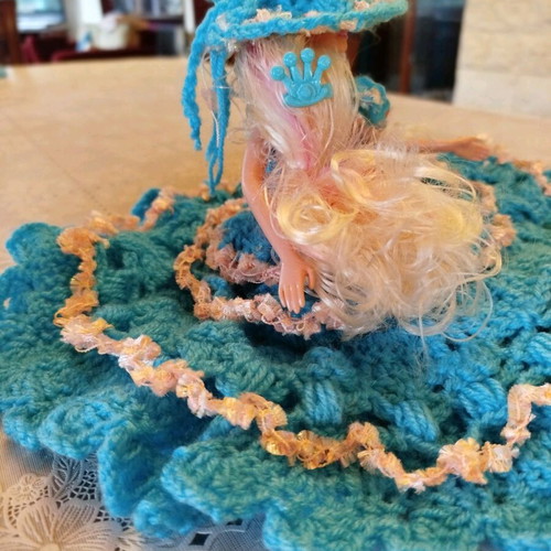 Doll with handmade dress and hat new