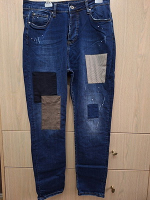 Royal Punk patchwork τζιν παντελόνι μπλε σαν καινούργιο, μέγεθος XL