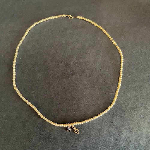 Vintage Silver Amulet Necklace with Freshwater Pearl like new