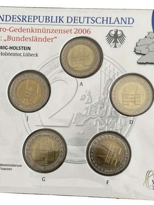 SAC Germany 2 Euro 2006 A-D-F-G-J UNC Schleswig-Holstein blister pack